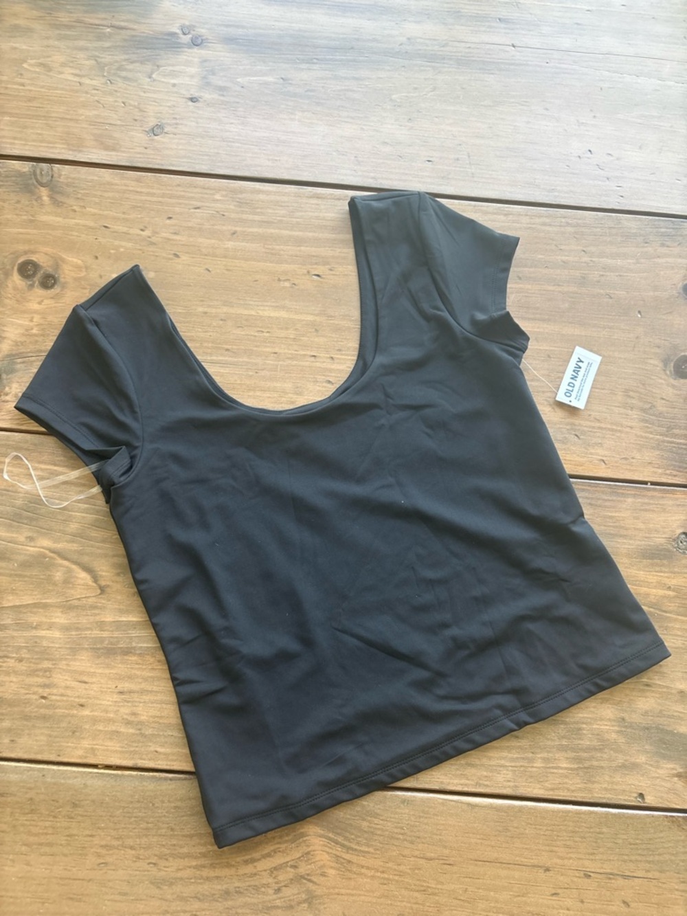Old Navy Black Scoop Neck Short Sleeve Crop Top